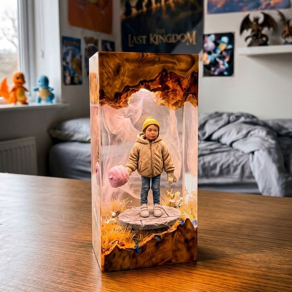 Lampada personalizzata con la bambina nella resina